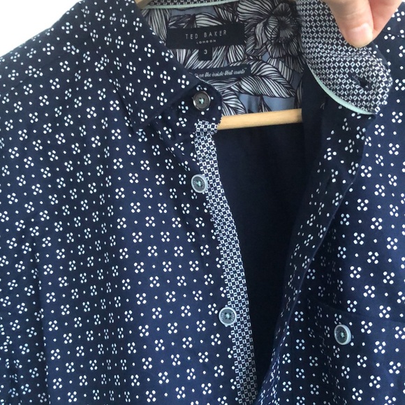 Ted Baker London Mid Weight Printed Oxfords Short Sleeve Shirt, size 3 - Picture 9 of 9